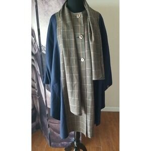 AVOCA COLLECTION Women's Irish Wool Houndstooth Layered Walking Cape Jacket sz 1